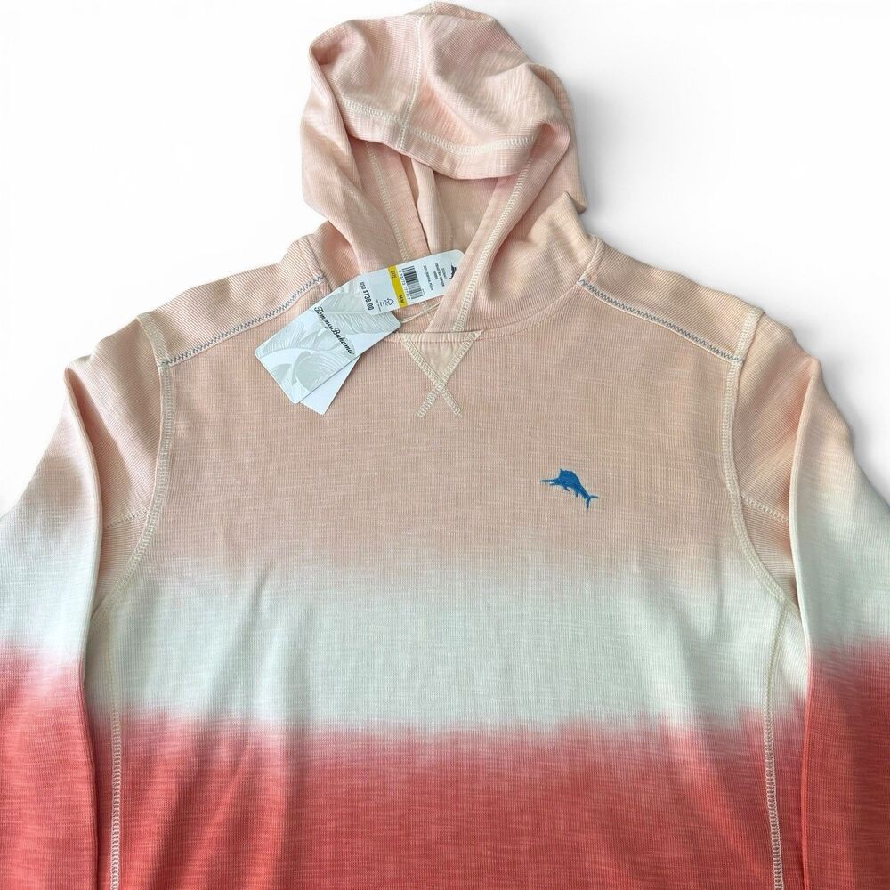 NWT Tommy Bahama Tobago Bay Horizon Hoodie Tropical Peach Mens Medium Dip Dye